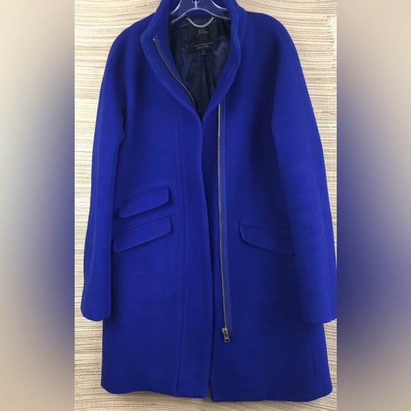 J.CREW Italian Stadium Close Wool Nello Gori Jacket Cocoon Coat Cobalt Blue Sz 6 - Picture 5 of 16